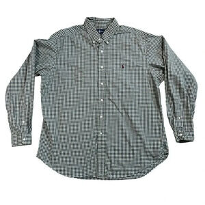 Ralph Lauren Shirt Classic Fit Green White Gingham Plaid Button Down Size XL
